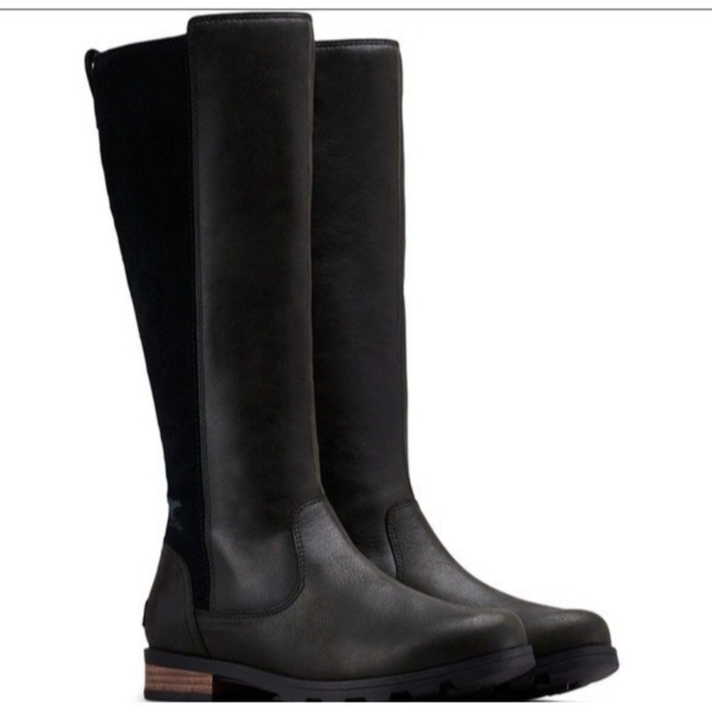 Sorel Women's Emelie Tall Leather Waterproof Black Boots NL3311-010 SZ 7.5
